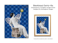 Emotional Carry-On - Contemporary Tradigital Collage Prints for sale, Designed By Reimagined Images