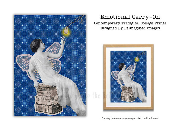 Emotional Carry-On - Contemporary Tradigital Collage Prints for sale, Designed By Reimagined Images