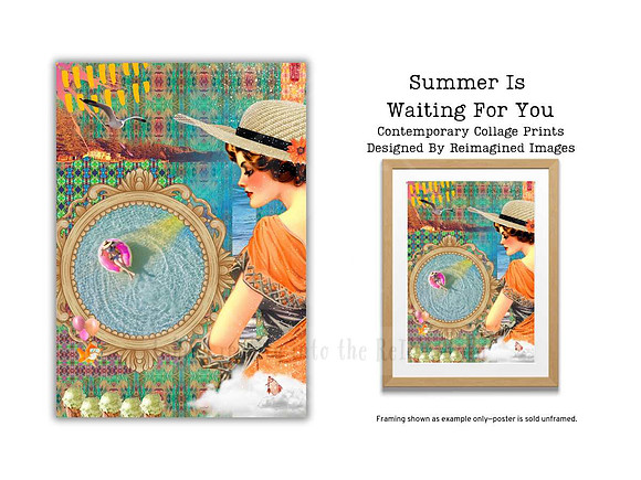 Summer Is Waiting For You - Contemporary Tradigital Collage Prints for sale, Designed By Reimagined Images