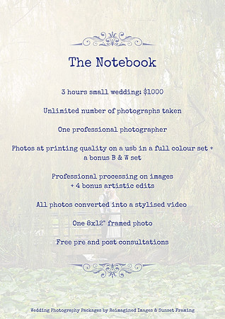 The Notebook Wedding Photography Package- Mid North Coast