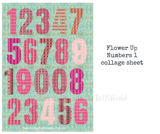Flower Up Numbers 1 collage sheet