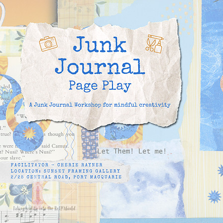 junk journal page play Port Macquarie Craft Class Reimagined images $65 per person