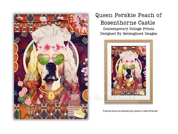 Queen Perskie Peach of Rosenthorne Castle - Contemporary Collage Art Prints For Sale