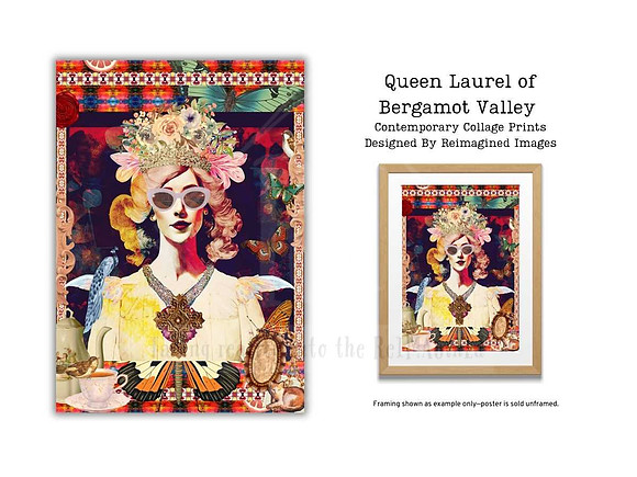 Queen Laurel of Bergamot Valley - Contemporary Collage Art Prints For Sale