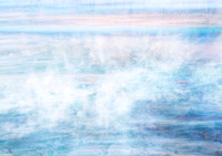 Soft abstract photomedia artwork in pale blue, white, and subtle lavender tones. Layered ocean-inspired textures and mist-like forms drift beneath a calm horizontal surface, evoking breath, emotional