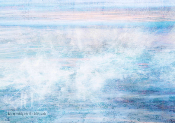 Soft abstract photomedia artwork in pale blue, white, and subtle lavender tones. Layered ocean-inspired textures and mist-like forms drift beneath a calm horizontal surface, evoking breath, emotional