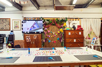 Creative workspace ready for a collage art workshop in Port Macquarie.