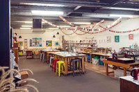 Wide view of The Papery workshop space in Port Macquarie.