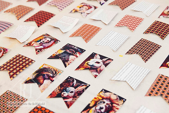 Paper pieces and collage elements