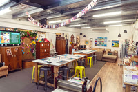 Wide view of The Papery creative workshop space in Port Macquarie.