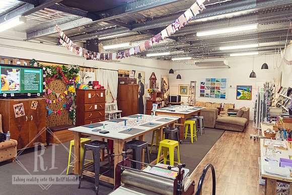 Wide view of The Papery creative workshop space in Port Macquarie.