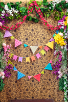 Seasonal bunting and paper decorations inside The Papery.
