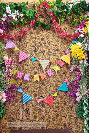 Seasonal bunting and paper decorations inside The Papery.
