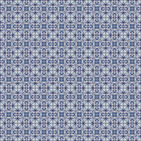 Seamless geometric surface pattern featuring intricate repeating symmetrical forms in soft blue, slate blue and ivory with fine textured detailing.