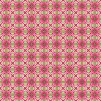 Seamless geometric surface pattern featuring symmetrical organic forms in vibrant pink with soft green and cream tones arranged in a repeating contemporary design.