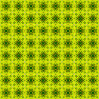 Seamless geometric surface pattern featuring repeating symmetrical organic shapes in lime green, forest green and golden yellow with layered textured detailing.