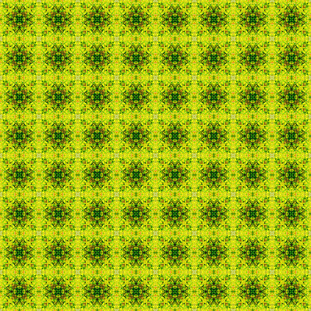 Seamless geometric surface pattern featuring repeating symmetrical organic shapes in lime green, forest green and golden yellow with layered textured detailing.
