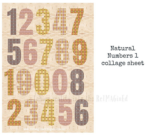 Natural Numbers 1 collage sheet