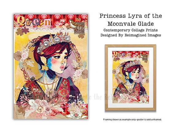Princess Lyra of the Moonvale Glade - Contemporary Collage Art Prints For Sale
