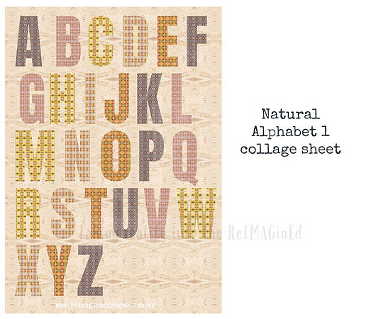 Natural Alphabet 1 collage sheet
