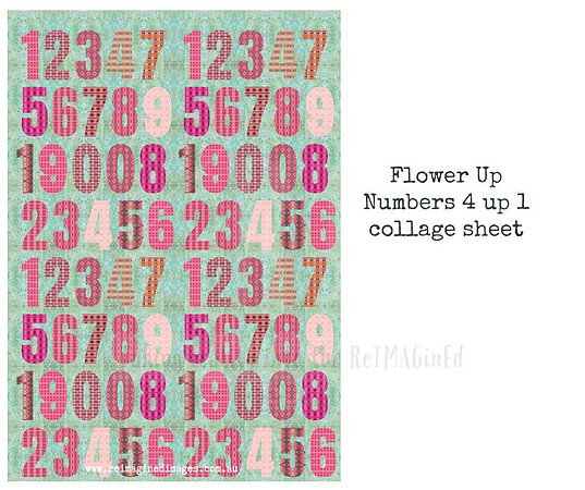 Flower Up Numbers 4 up 1 collage sheet