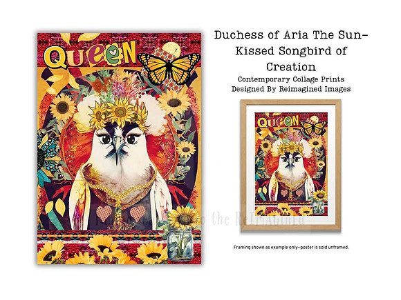 Duchess of Aria The Sun-Kissed Songbird of Creation - Contemporary Collage Art Prints For Sale