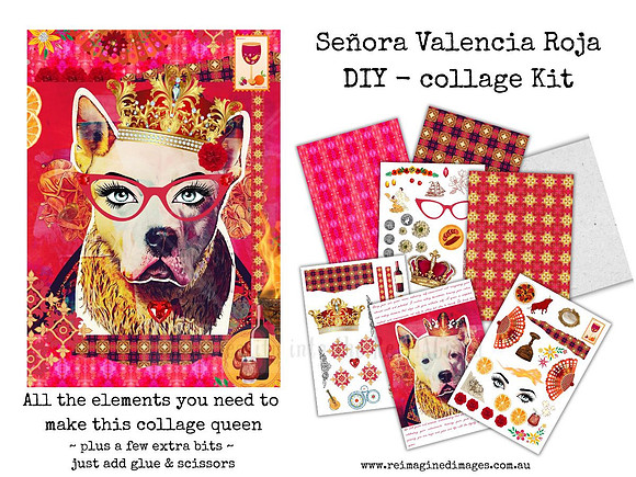 Queen 12 - Señora Valencia Roja - DIY Collage Craft Kit