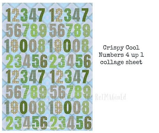 Crispy Cool Numbers 4 up 1 collage sheet
