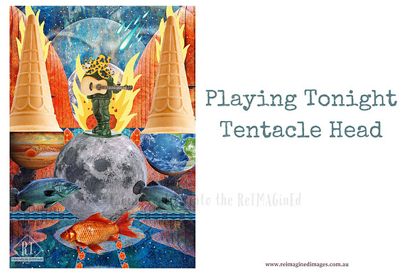Playing Tonight Tentacle Head - A DIY Collage Fodder Kit