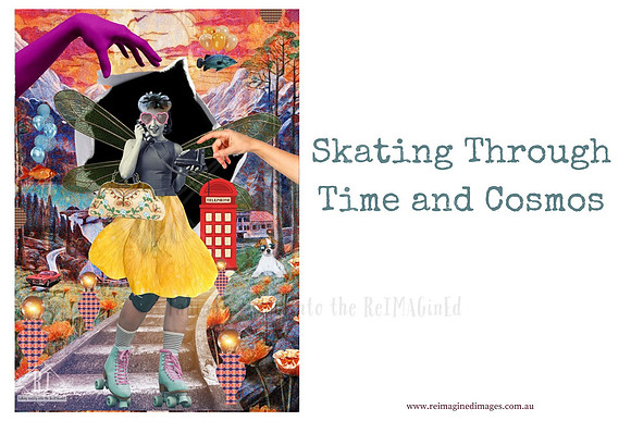 Skating Through Time and Cosmos - A DIY Collage Fodder Kit