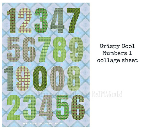 Crispy Cool Numbers 1 collage sheet
