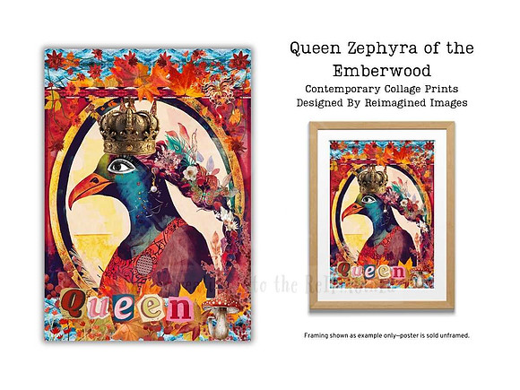 Queen Zephyra of the Emberwood - Contemporary Collage Art Prints For Sale
