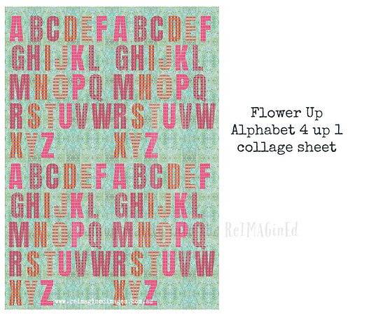 Flower Up Alphabet 4 up 1 collage sheet
