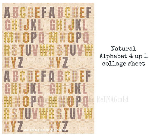 Natural Alphabet 4 up 1 collage sheet