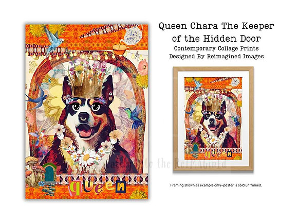 Queen Chara The Keeper of the Hidden Door - Contemporary Collage Art Prints For Sale