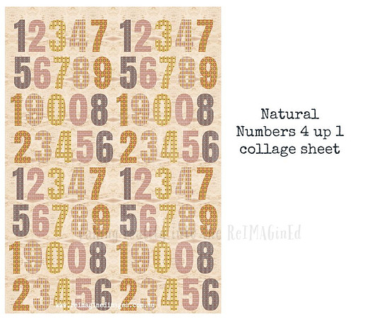 Natural Numbers 4 up 1 collage sheet