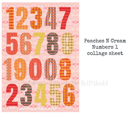 Peaches N Cream Numbers 1 collage sheet