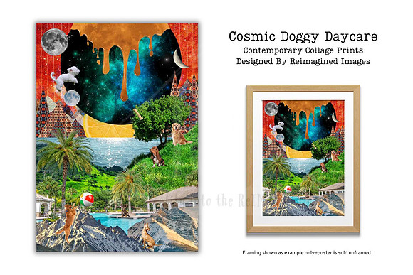 Cosmic Doggy Daycare - Collage Print For Sale - Reimagined Images