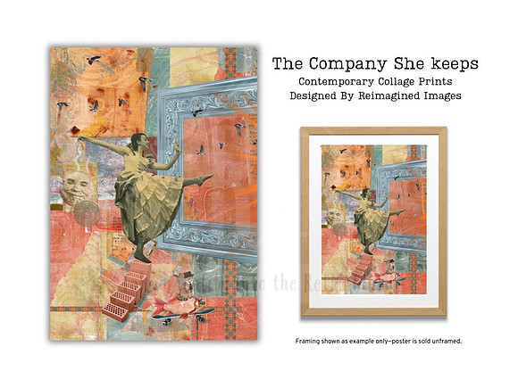 The Company She keeps - Contemporary Tradigital Collage Prints for sale, Designed By Reimagined Images