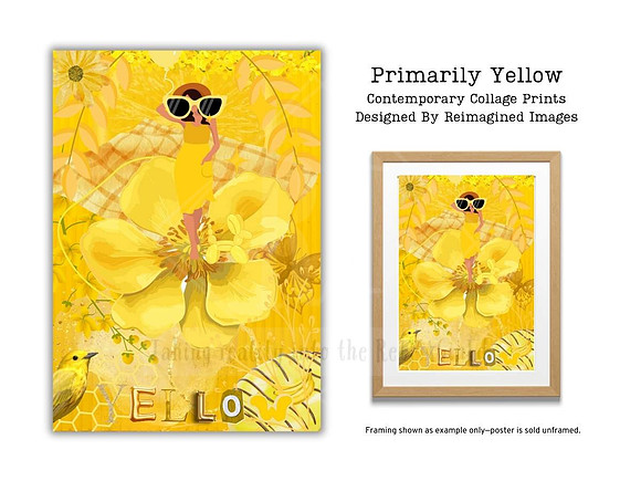Primarily Yellow - Contemporary Collage Prints for sale, Designed By Reimagined Images