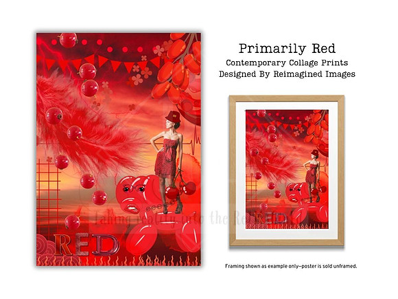 Primarily Red - Contemporary Collage Prints for sale, Designed By Reimagined Images