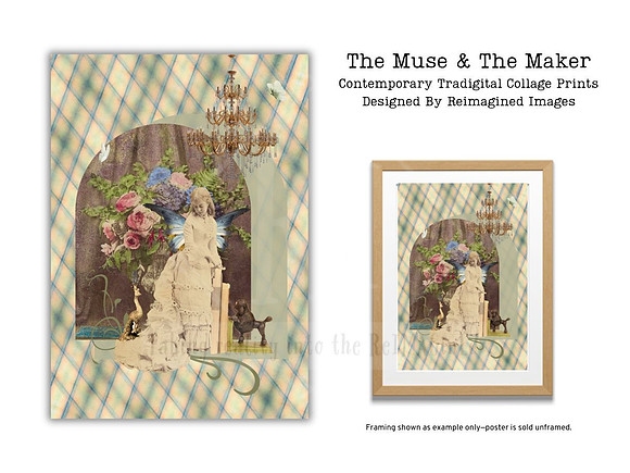 The Muse & The Maker - Contemporary Tradigital Collage Prints for sale, Designed By Reimagined Images