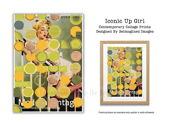 Iconic Up Girl - Contemporary Collage Prints for sale, Designed By Reimagined Images