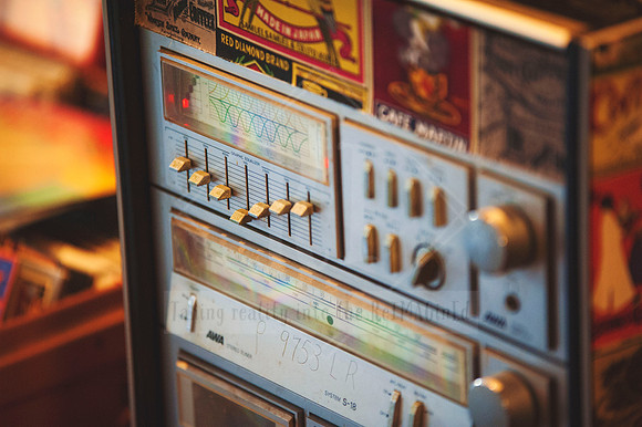 Vintage-style boombox detail in Sunset Framing & Gallery, photographed by Reimagined Images for local business content.