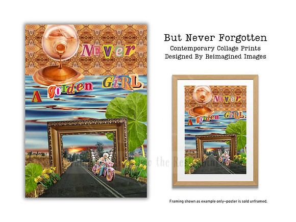 But Never Forgotten - Contemporary Tradigital Collage Prints for sale, Designed By Reimagined Images