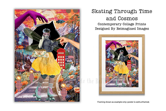 Skating Through Time and Cosmos - Collage Print For Sale - Reimagined Images