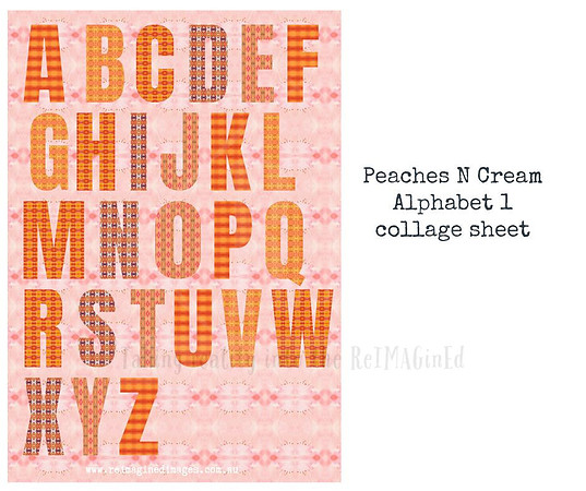 Peaches N Cream Alphabet 1 collage sheet