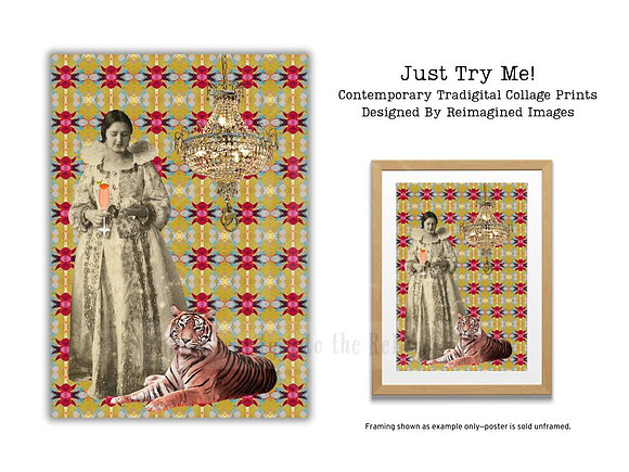 Just Try Me! - Contemporary Tradigital Collage Prints for sale, Designed By Reimagined Images